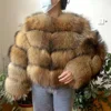 WEFURLENA  Real Raccoon Fur Coat  Winter Jacket Women natural Raccoon  fur coat Street warm long sleeve Natural Luxury Jackets 1