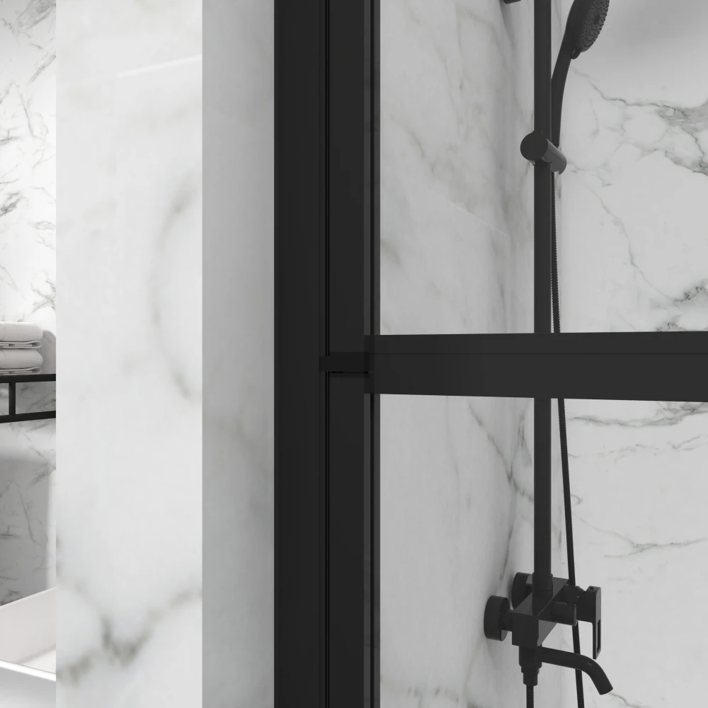 Bathtub Screen Panel Shower Door 180° Pivot, Black 3