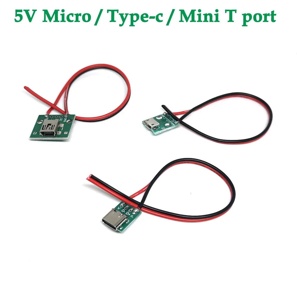 

5V Micro Type-c Mini T port USB Connector Port Socket Female with Screw Hole Waterproof Power Charging Dock With Cable Terminal
