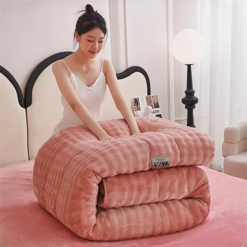 2024 new class A rabbit velvet thick blanket thickened winter quilt core milk velvet winter quilt student dormitory warm 3