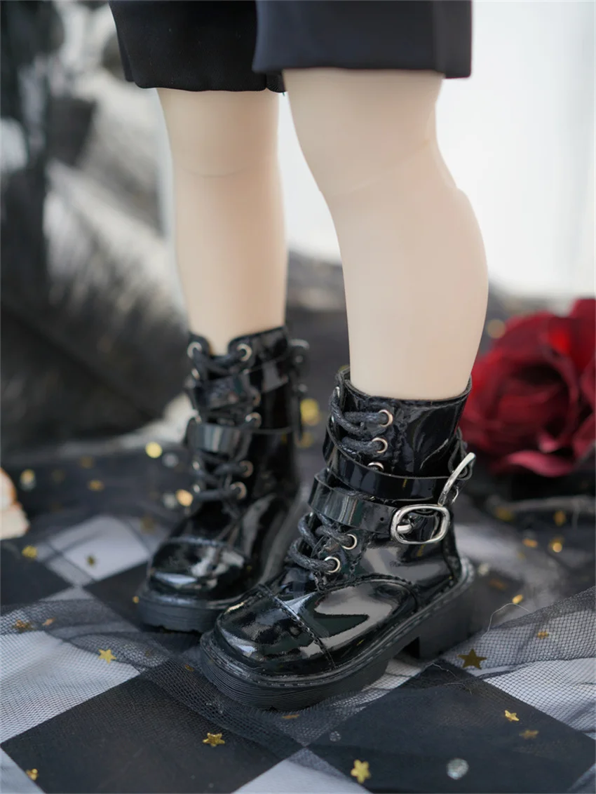 

BJD Shoes 1/4, Bear sister，1/6 high heels spliced patent leather ankle boots bjd doll accessories