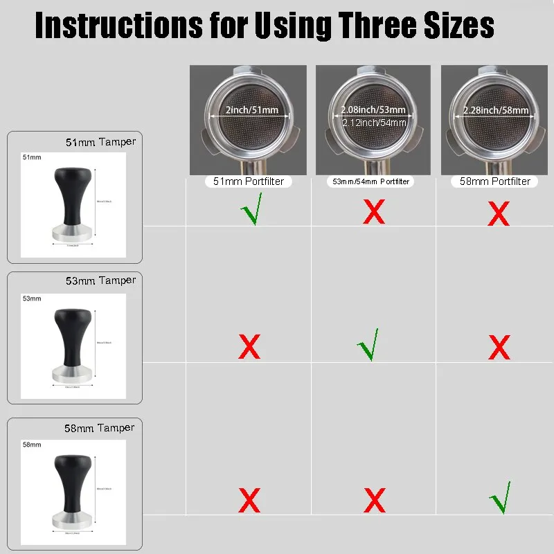 51/53/58mm Coffee Tamper with Handle - مكبس قهوة ب...