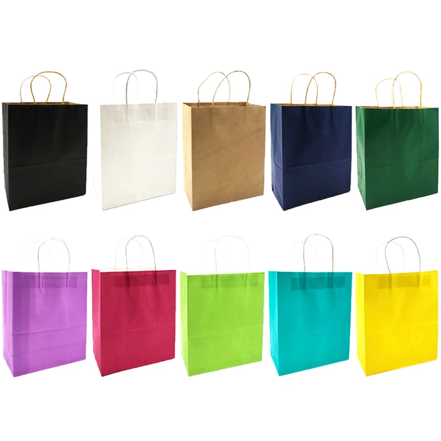 10/20pcs Brown Kraft Paper Bags with Handles Bulk Small Paper Gift