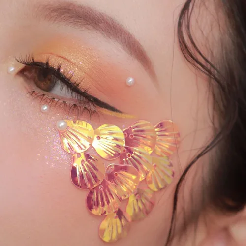 인어 플레이크 글리터 파우더, 물고기 비늘, 아이 메이크업 스팽글, 아이 코너 스티커, 쉘 스팽글, 얼굴 반짝이는 젤 안료 4