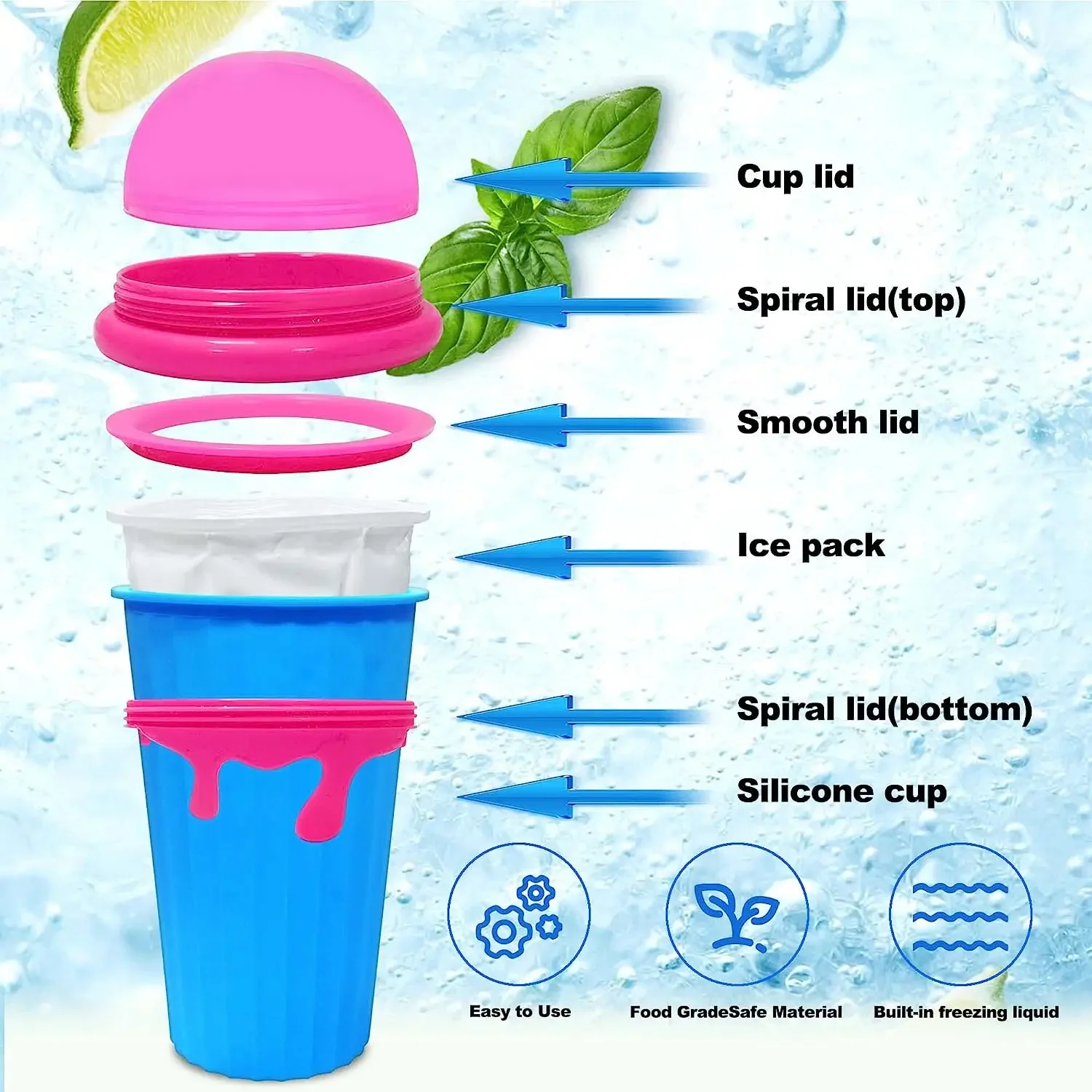 Frozen Magic Slushy Cup Smoothie Cups with Lids and Straws Slushie Maker Cup  Fasting Cooling Make Milkshake Smoothie Freeze Beer - AliExpress