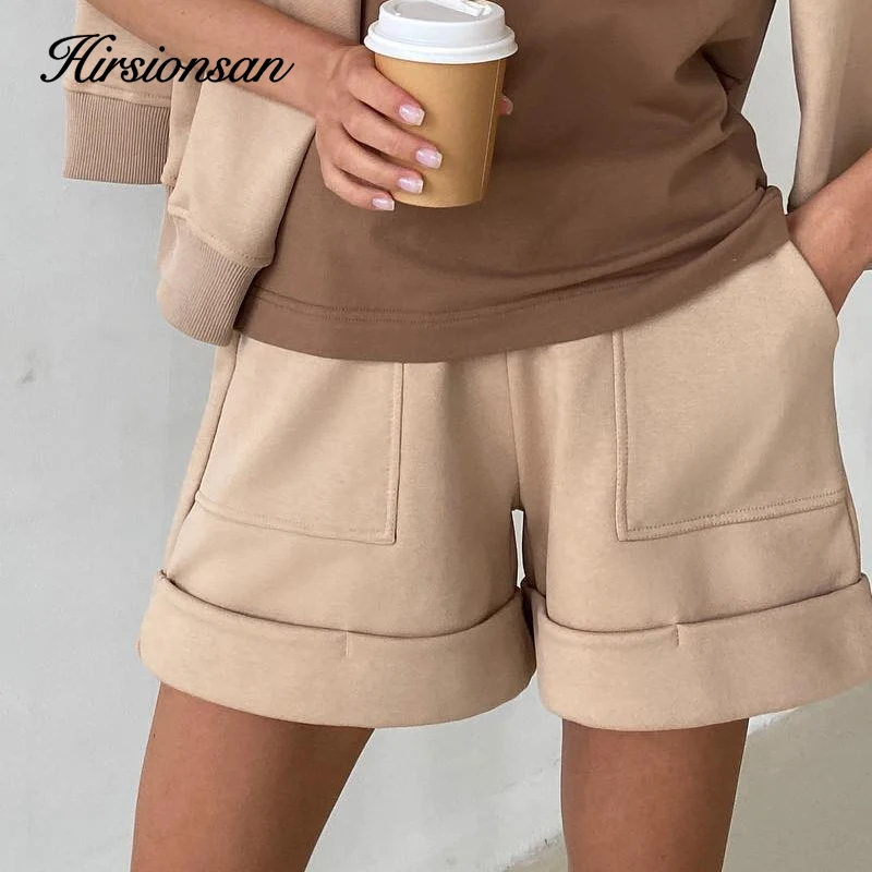 chino shorts Hirsionsan 2022 New 100% Cotton High Waist Shorts Women Summer Casual Soft Fashion Pants Elastic Loose Shorts with Pockets bike shorts women