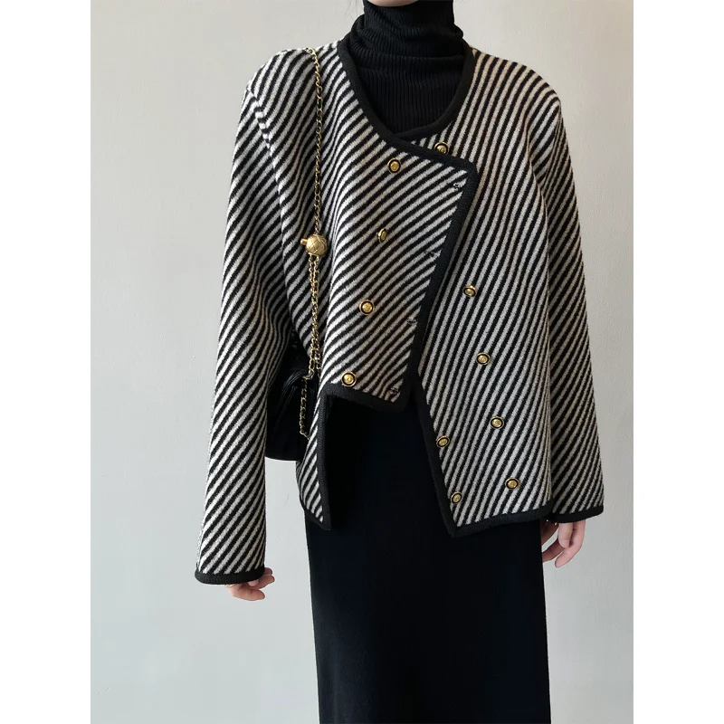 

Jackets for Women Jacket Women Winter Clothes Women Stripe Small Fragrant Wind Coat Woman New Celebrity Temperament Coat