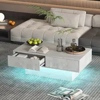 LED Coffee Table with Storage, Rectangular Center Table for Living Room, Modern High Glossy Farmhouse Coffee Table with16 Colors 1