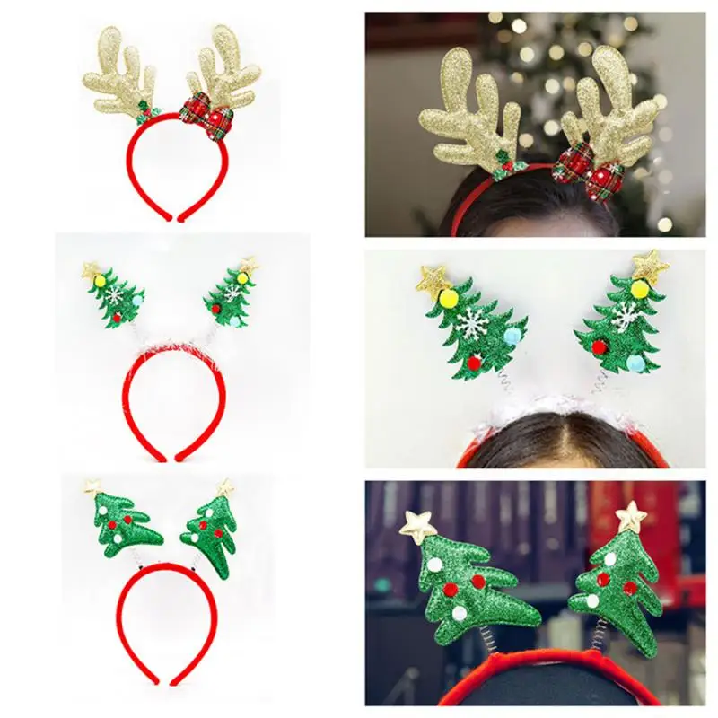 Christmas Decorative Headband Buckle Antlers Snowman Head Buckle Hoop Christmas Party Decorations Adult Childrens Headband