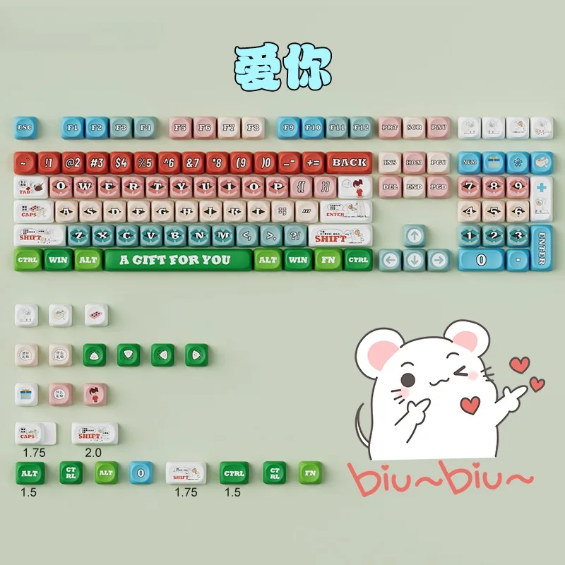 

Love You Theme Keycaps 127 клавиш MOA Profile PBT Square KeyCap Dye Sublimation Механическая клавишная крышка клавиатуры аксессуары