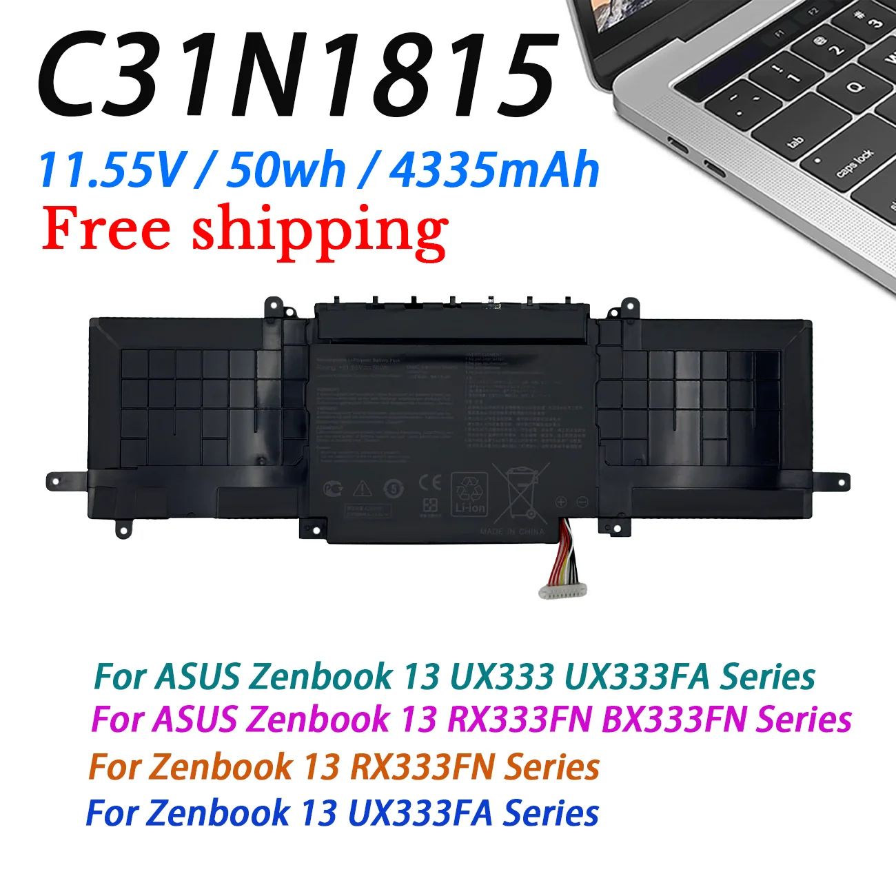 Batería C31n1815 Para Portátil Asus Zenbook 13 Ux333 Ux333f | Cuotas sin interés
