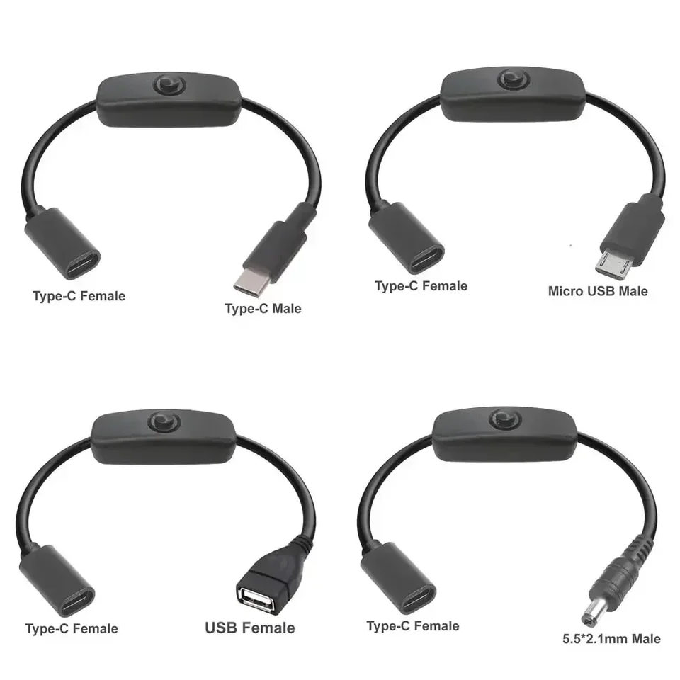 Câble USB C Avec Bouton Marche-arrêt, Câble D'alimentation USB De Type