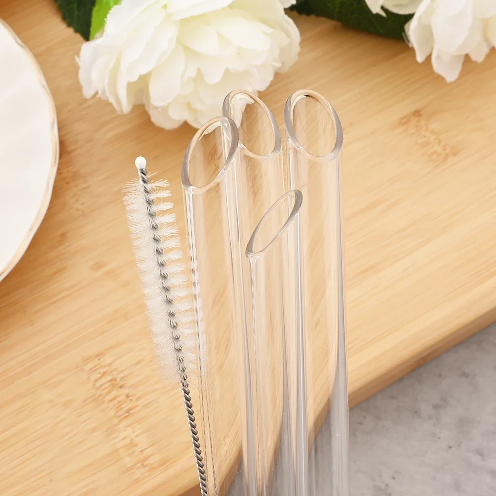 Glass Straw Set Drinking Straws Cocktail Accessories 12/14mm Sharp Glass Straw High Borosilicate Reusable Drinking Straw Set