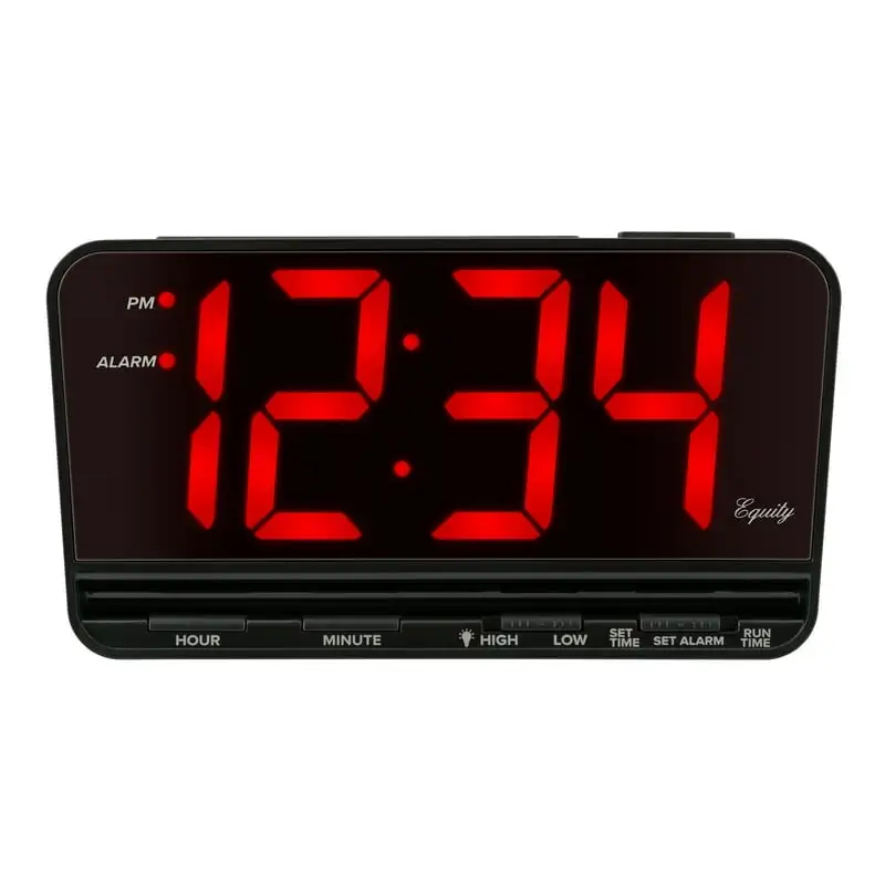 

Extra-Large 3 In. Red LED Alarm Clock with High/Low settings Art wall decor Bathroom clock Clock Wall decor Alarm clocks Adorno