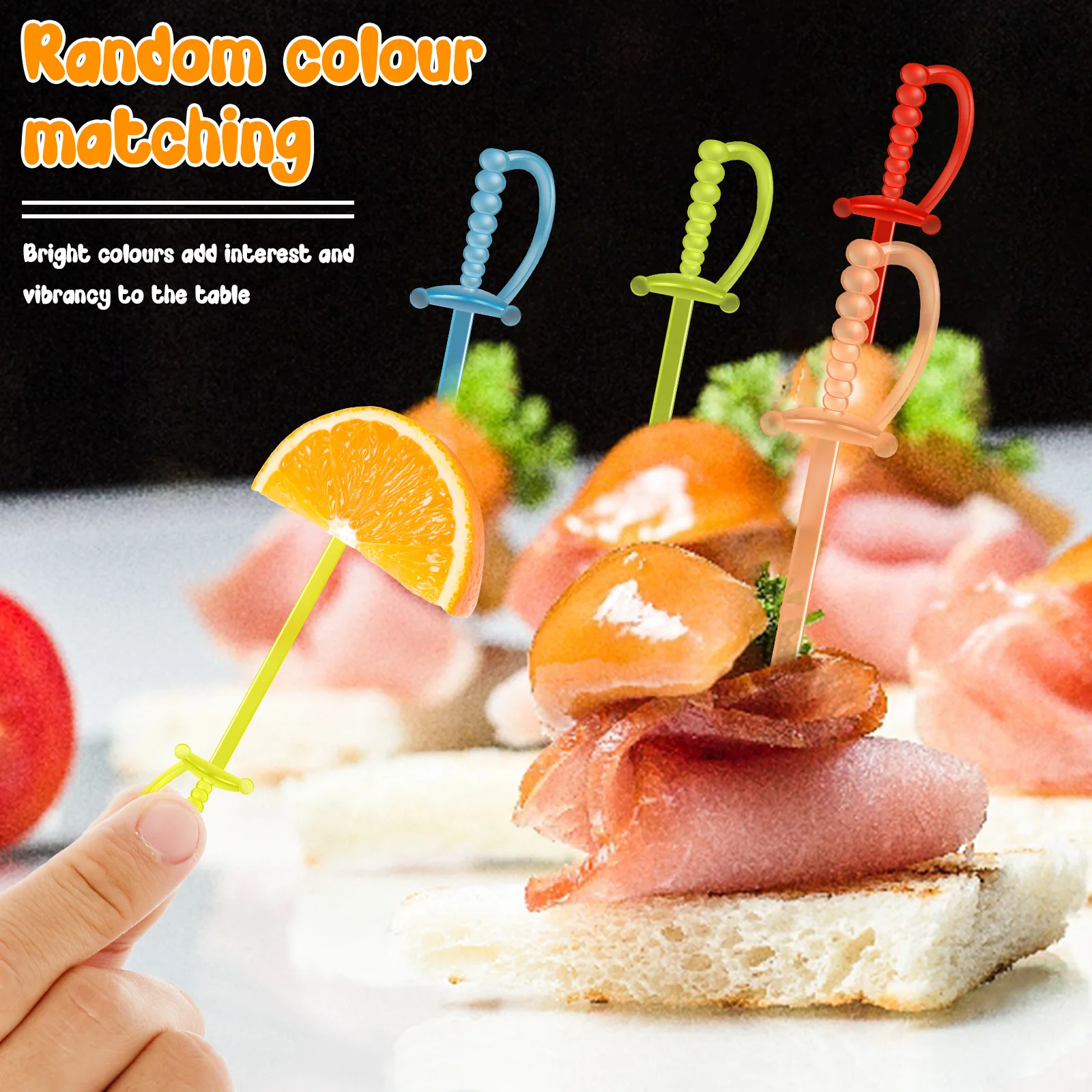 1200Pcs Toothpicks Picks Fruit Fork Home Party Restaurant Plastic Sword Shaped Cocktail Picks Fruit Fork Cocktail Sticks