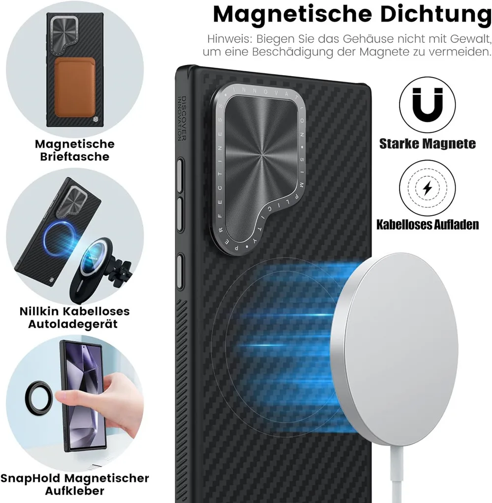 NILLKIN Magsafe Aramid Fiber Case For Samsung Galaxy S24 Ultra With Kickstand Anti-Drop All-Inclusive For Samsung S24 Ultra Case