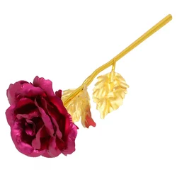 24K Gold Plated Eternal Rose - Elegant Faux Floral Decoration for Weddings, Valentine's Day, and Mother's Day Gifts (Rose red)