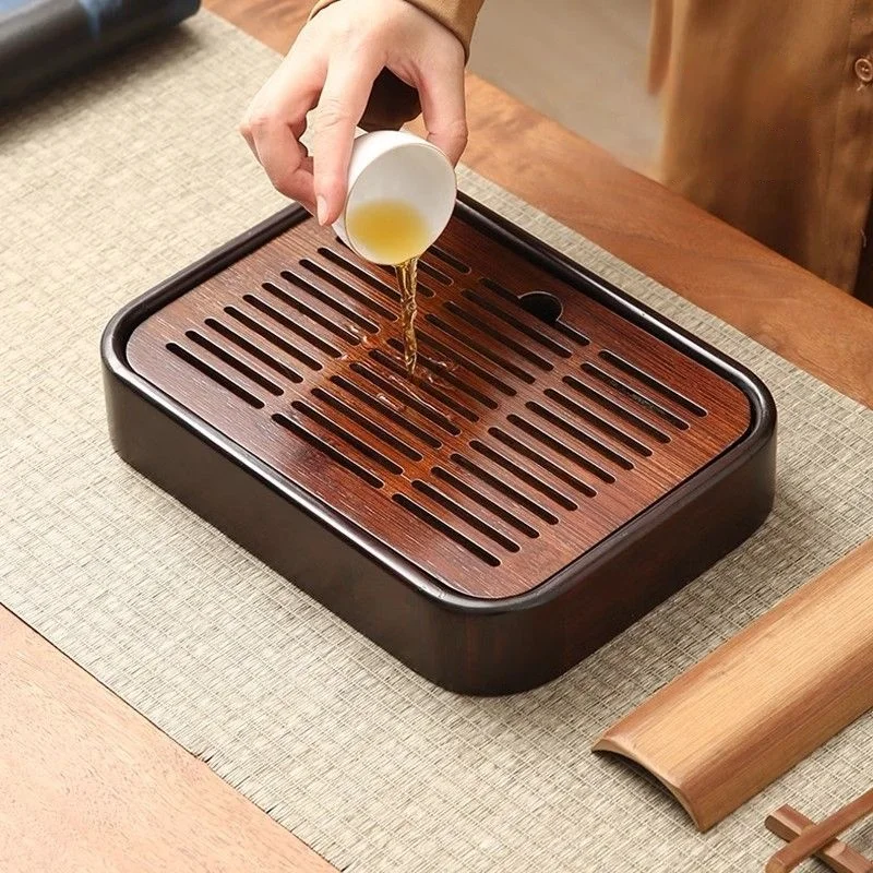 Tea Tray GIANXI Bamboo Drained Tea Tray Household Kung Fu Tea Set Accessories Dry Foam Table Small Tray Simple Square Sea