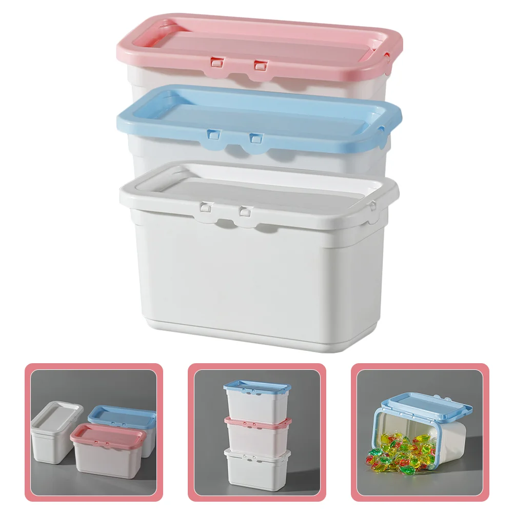 

3 Pcs Boxes Laundry Beads Storage Bin Detergent Container Containers For Organizing Case Dispenser