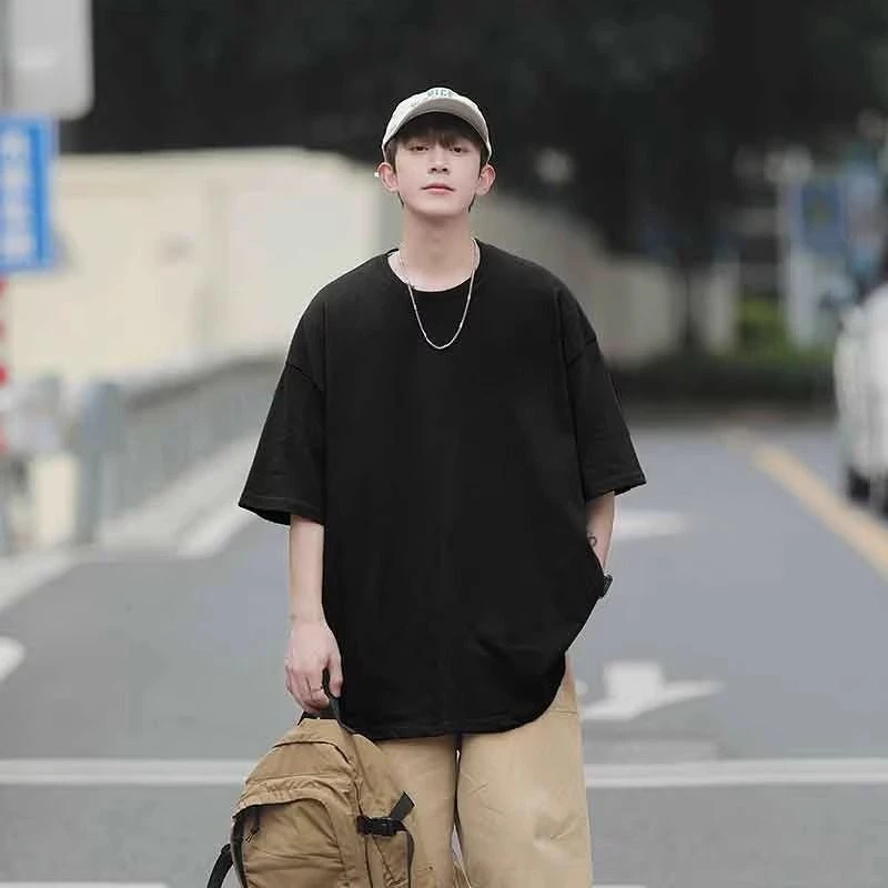 

Heavyweight Trendy Brand Pure Cotton Short Sleeved T-shirt for Men Summer Couples Round Neck Loose and Versatile Oversized Top