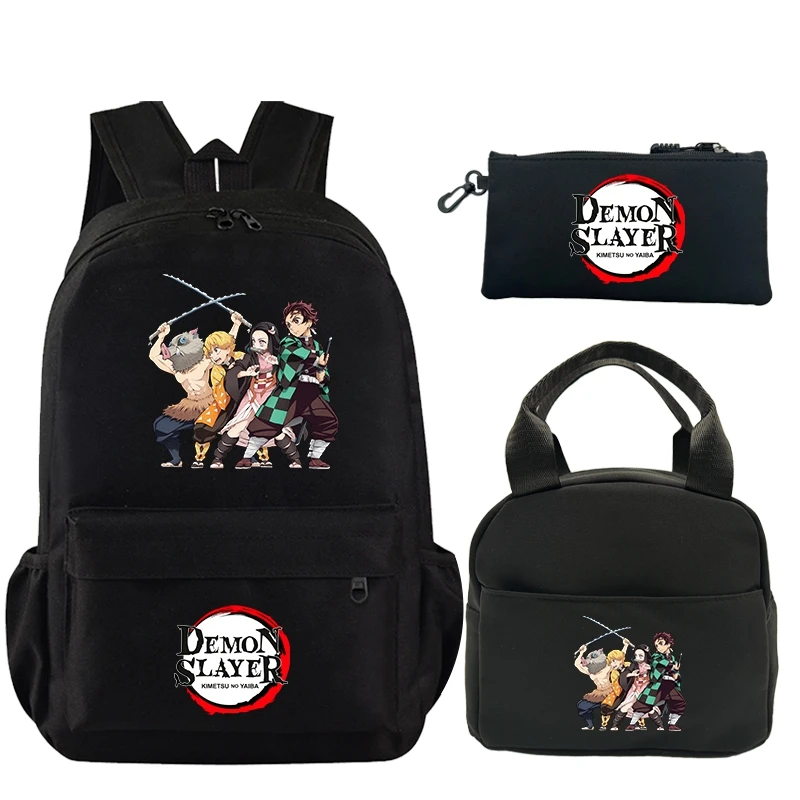 

3Pcs/set Backpack Anime Demon Slayer Printed Bookbag with Lunch Bag Pencil Case Teenager Children Girl Boy Schoolbag Rucksack