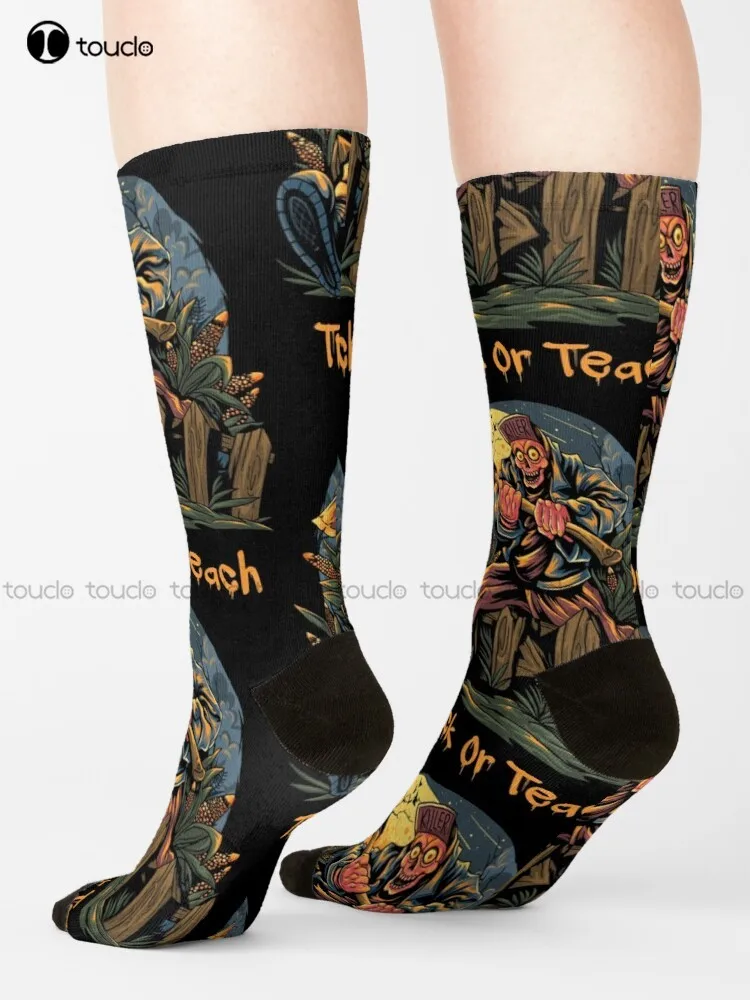 

Trick Or Teach Socks Personalized Socks Cartoon Comfortable Best Girls Sports Street Skateboard Socks 360° Digital Print Retro