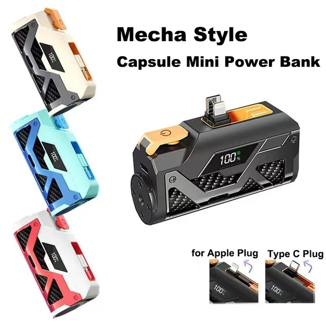 10000mAh Mini Capsule batterie externe Portable batterie externe double prise charge rapide Powerbank pour iPhone 16 Huawei Samsung Xiaomi 1