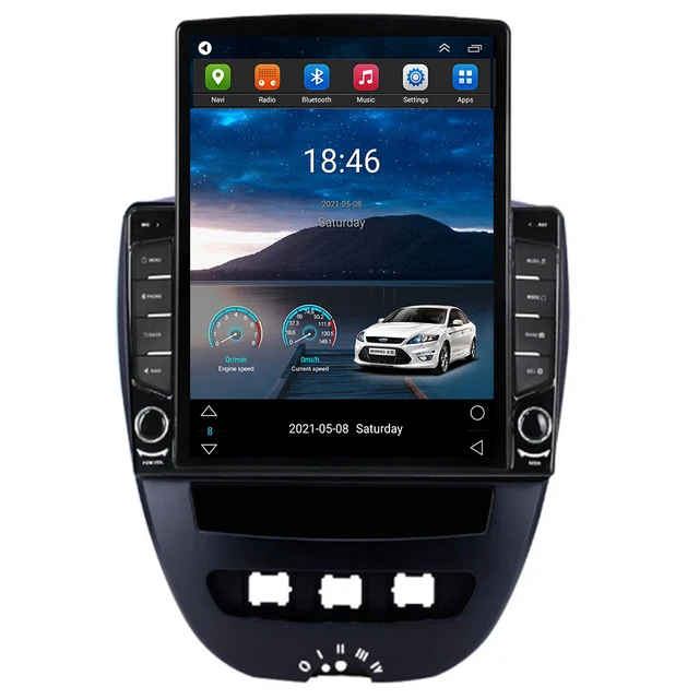 For Tesla Style 2 Din Android 12 Car Radio for Peugeot 107 Toyota