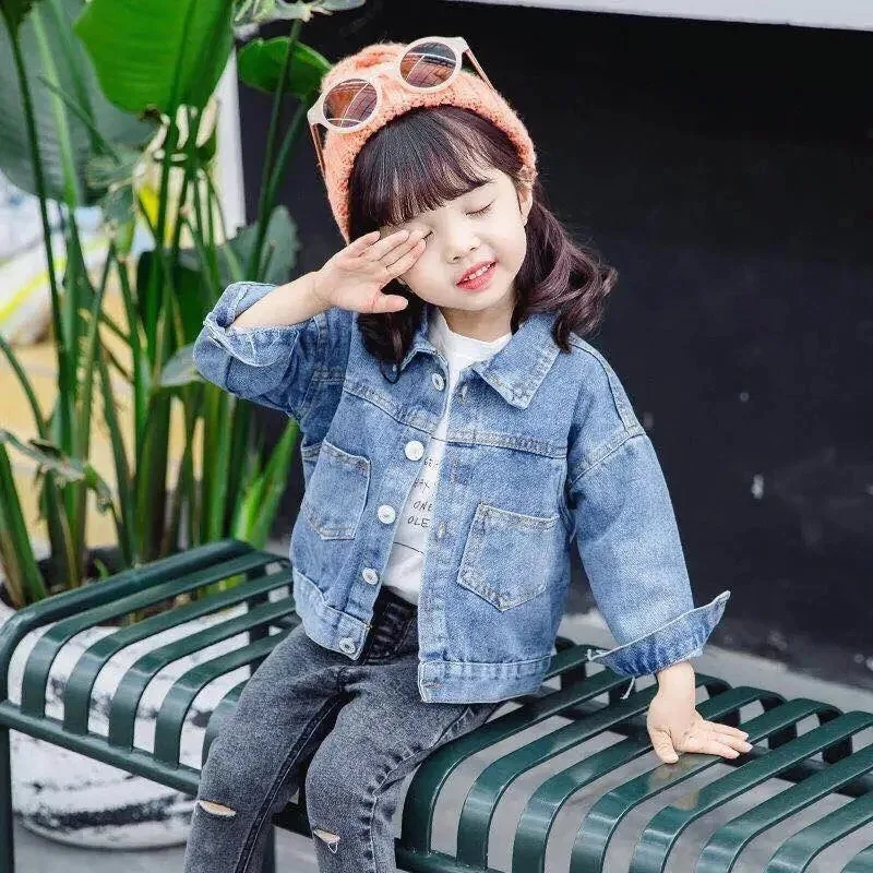 Kids' Sweet Denim Jacket for Girls - Stylish Princess Outerwear in Soft Jean Fabric for Ages 1-10