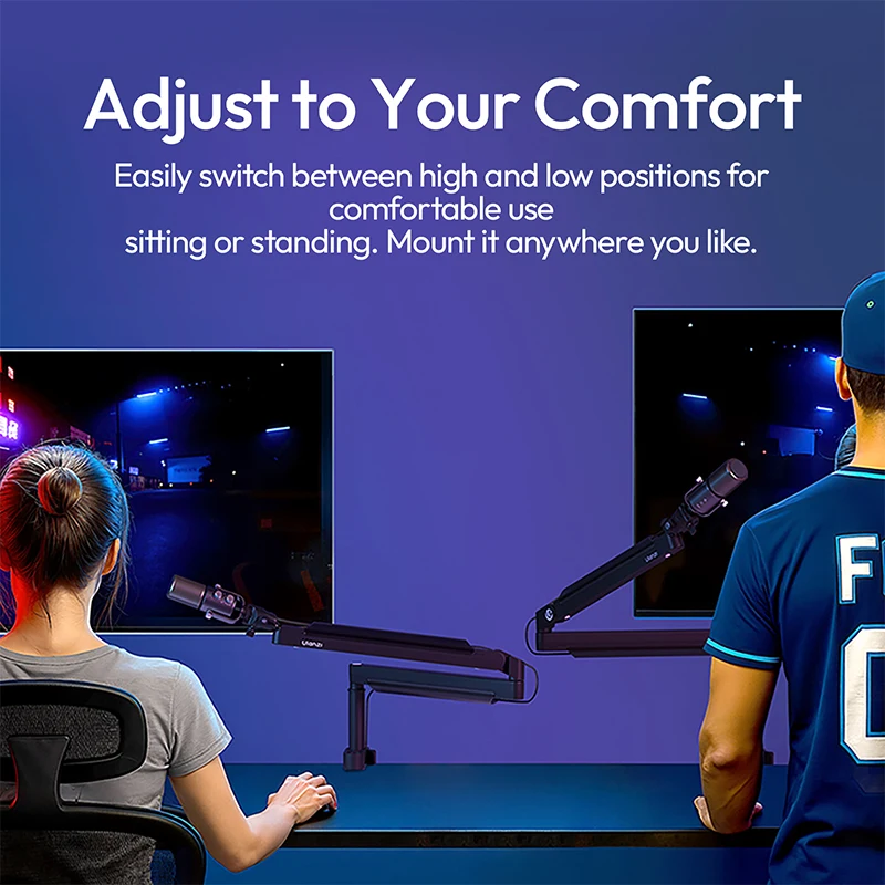 Ulanzi ZJ05 Adjustable Microphone Boom Arm with 360° Ballhead 1.5KG Load for Mic/Camera/Phone High/Low Desk Setup Game Streaming