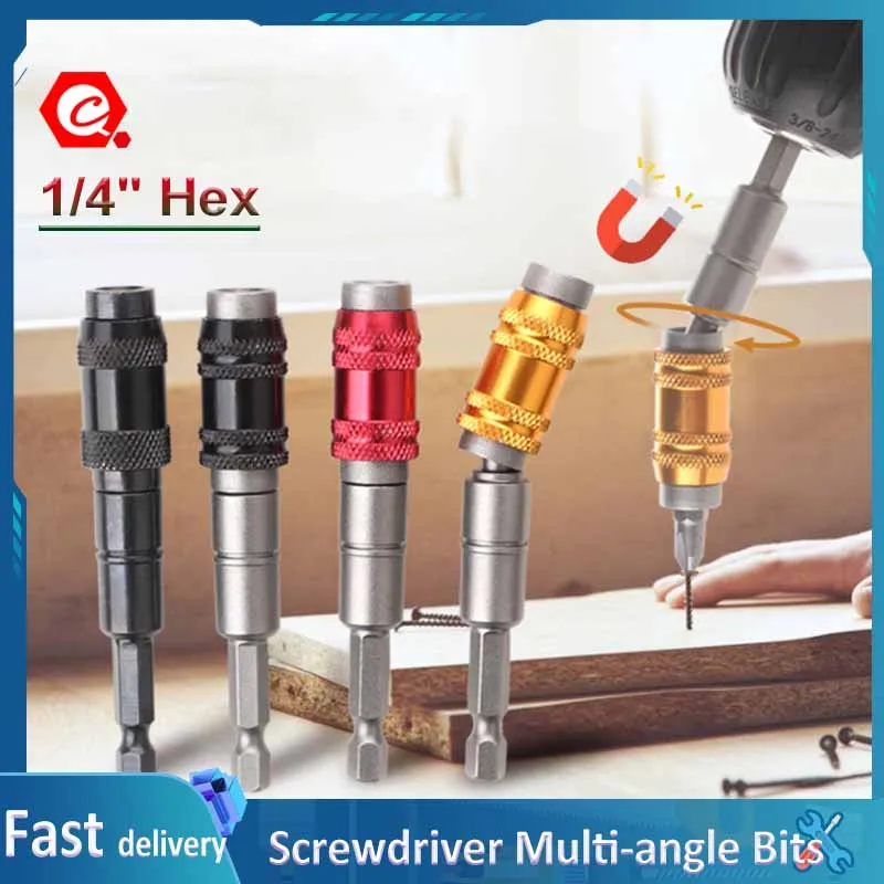 

1/4" Hex Magnetic Ring Screwdriver Multi-angle Bits Drill Tools Extension Rod Quick Change Holder Drive Guide Screw Drill Tip
