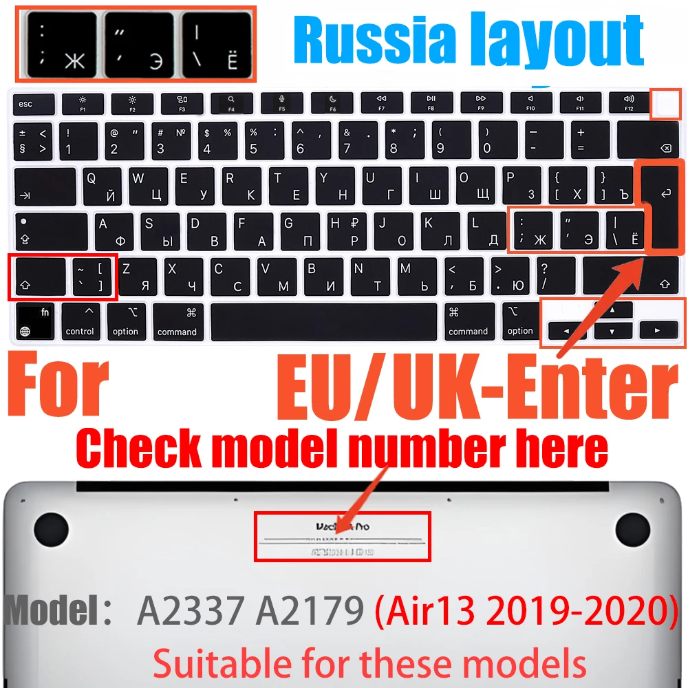 Ultra Thin Silicone Keyboard Protector for 13-inch MacBook Air with Touch ID