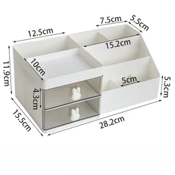Clear Desktop Organizer with Drawers and Pen Holder (White)