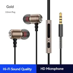 Premium Wired In - Ear Headphones with Stereo Sound and Free Earphone Case (Gold   3.5mm)