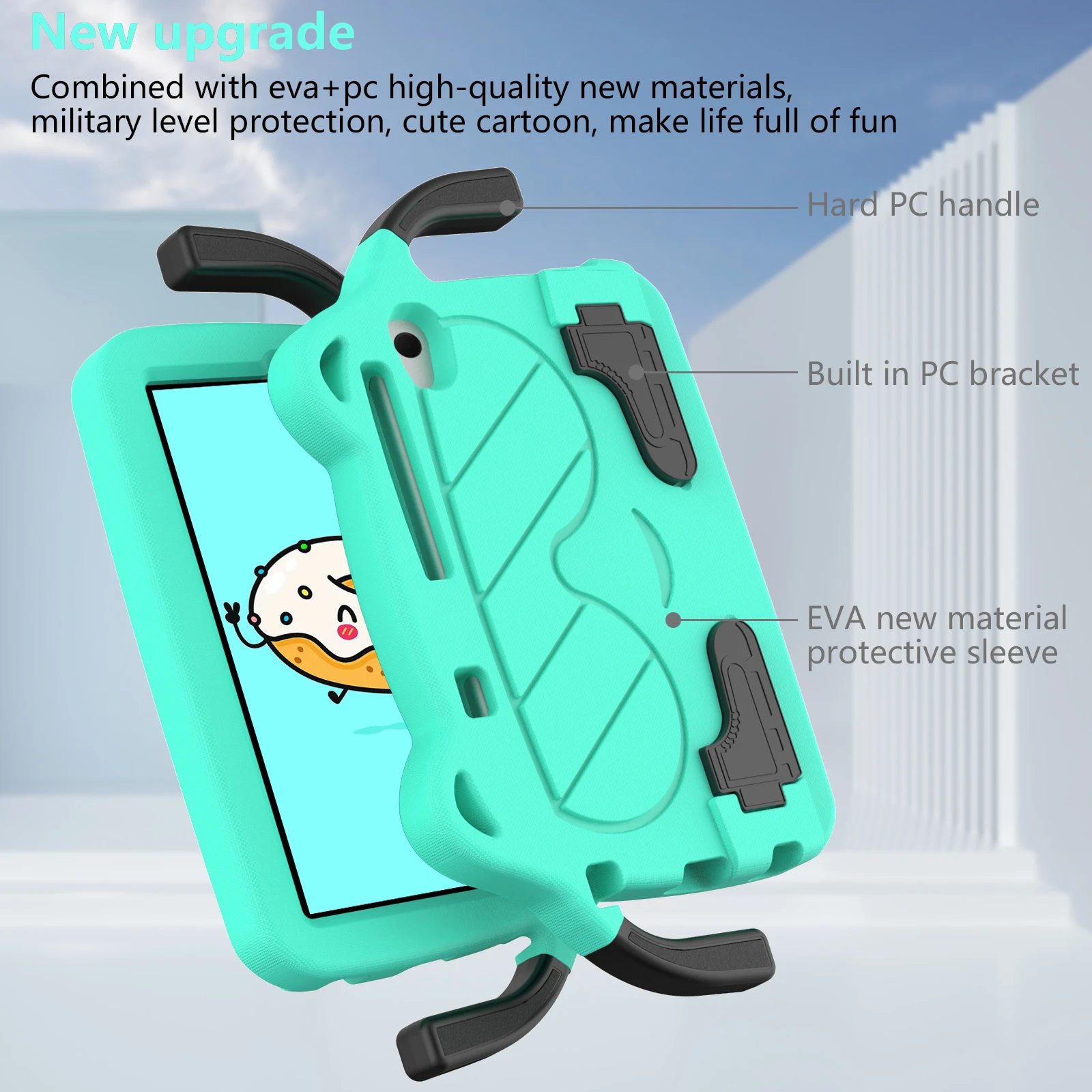 Kids Shockproof EVA Tablet Case with Handle Stand - Full Protection Cover