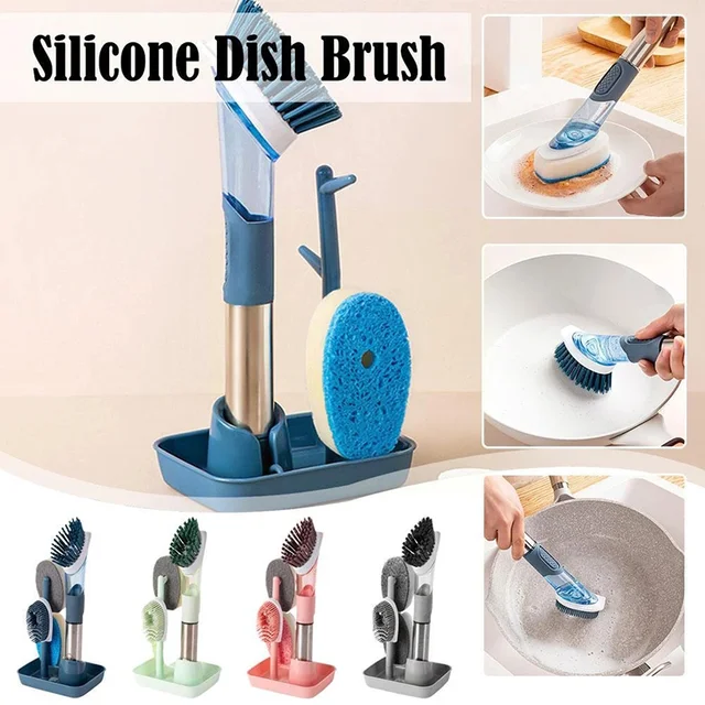 Refillable Liquid Cleaning Brush Kitchen Bowl Scrubber Cleaning