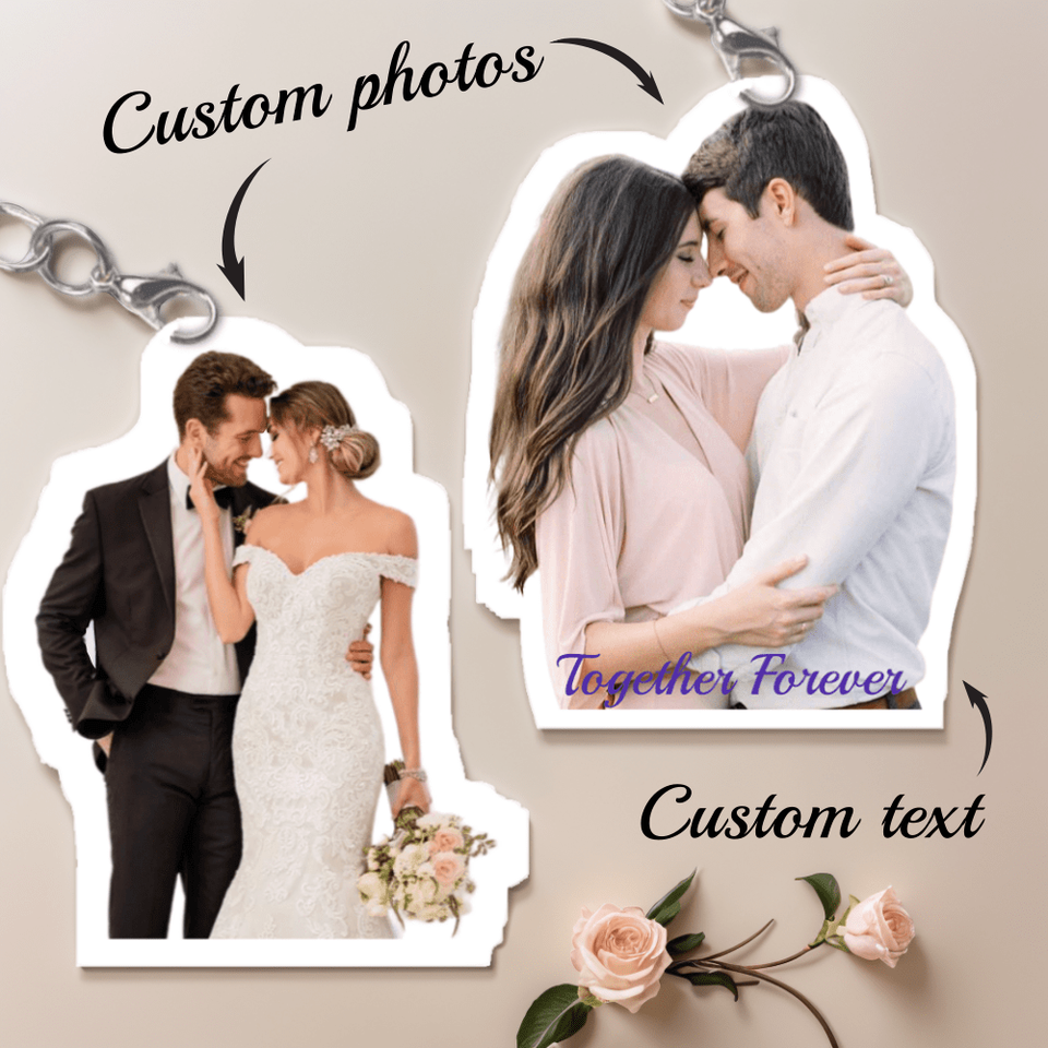 Customized Personalized Acrylic Keychain Upload Photos Custom Text Romantic Fashion Retro Key chain Gifts Daily Simple Keychains