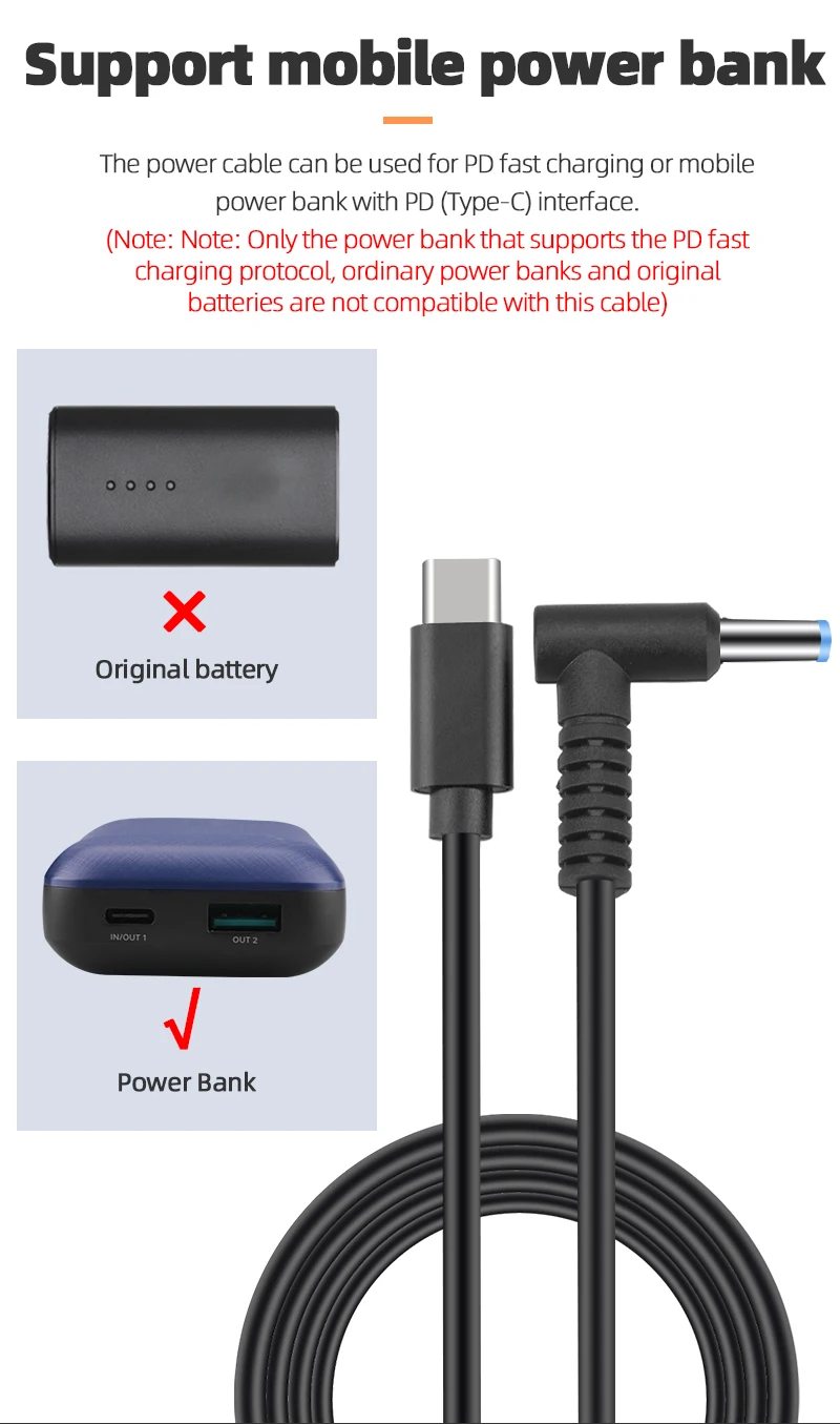 Power Cable for DJI FPV Goggles 2, power cable can be used for PD fast charging or mobile power bank with PD (Type