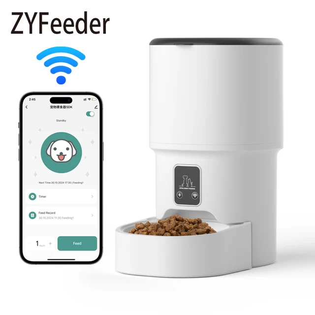 4L WIFI ปุ่มอัตโนมัติ Cat Feeder อัจฉริยะแมวและสุนัขสัตว์เลี้ยง Feeder สมาร์ทสัตว์เลี้ยงอาหารแมวสัตว์เลี้ยง Feeder (ไม่มี 5V 1A ปลั๊ก) 1
