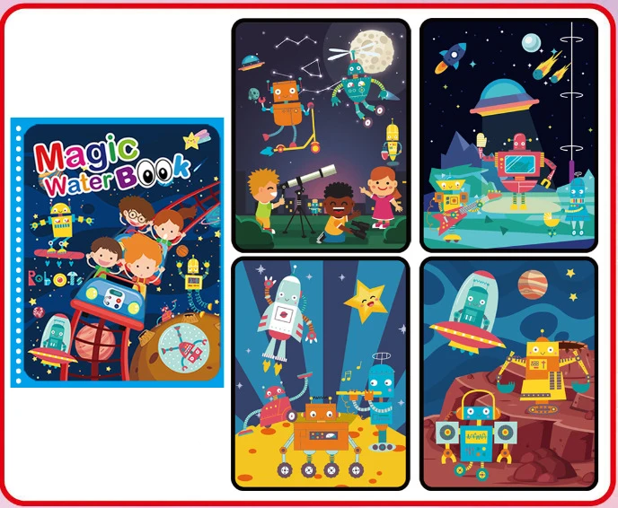 Magic Water Drawing Coloring Book for Kids - Creative Painting Toy and Gift for Boys and Girls