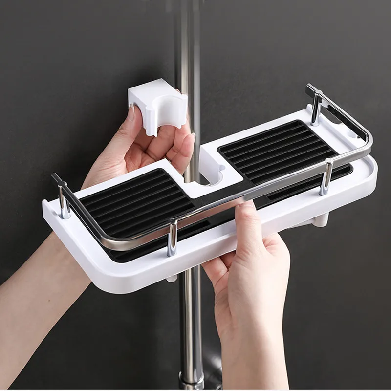 Toilet Storage Rack Bathtub Accessories Bathroom Lifting Rod No Punching Shelf in the Bathroom Support Tray Organization Home