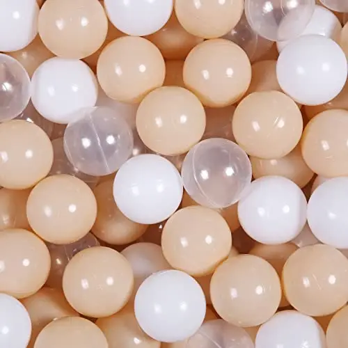 100 Plastic Balls for Ball Pit, Beige Macaron Color for Boys Girls,Great Decoration for Ball Pit, Baby Room, Party, Play Tent