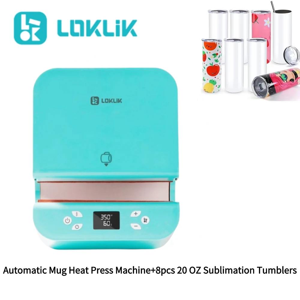 LOKLiK 10-30oz Auto Mug Heat Press Machine DIY Automatic Pressure Sublimation Tumbler Heat Press For Various Tumblers Cups+Gift 10