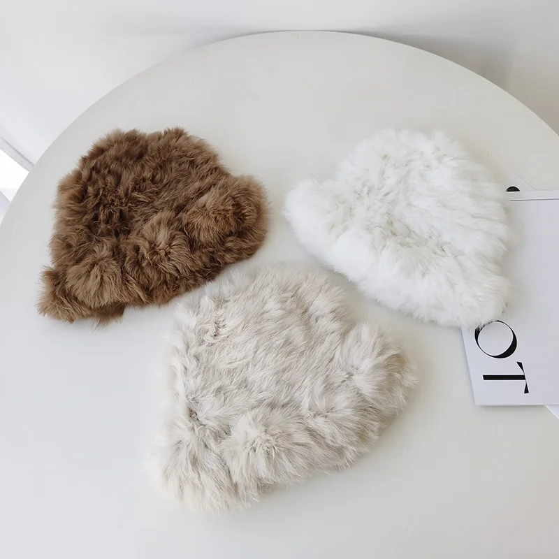 

Face Small Imitation Rabbit Hair Fisherman Hat Female Autumn and Winter Fur Fur Hat Fashion Cold Proof Warm Baotou Basin Hats