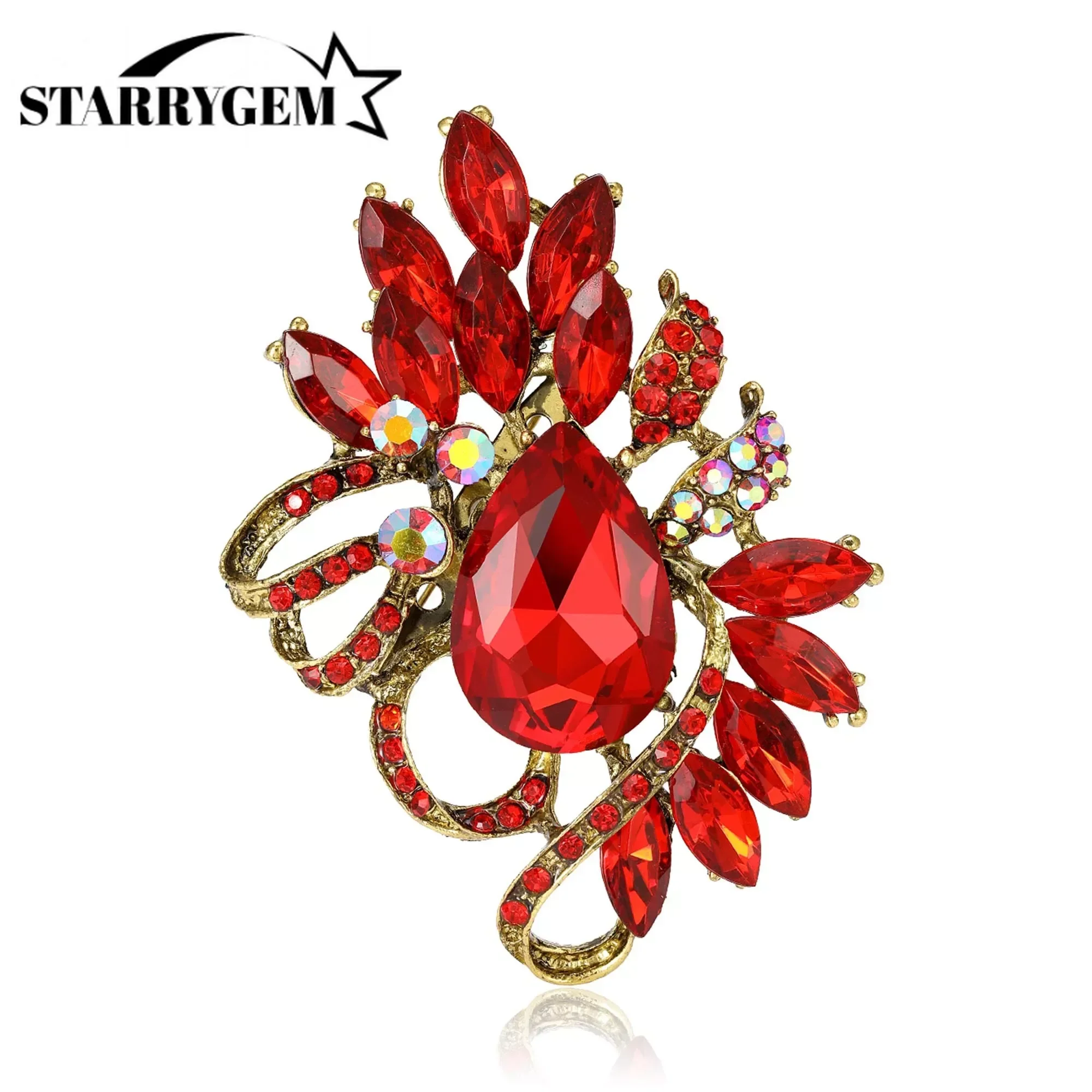 

Rhinestone Flower Brooches for Women Unisex Trendy Multicoloured Crystal Glasses Pin Office Party Friend Gifts Accessories