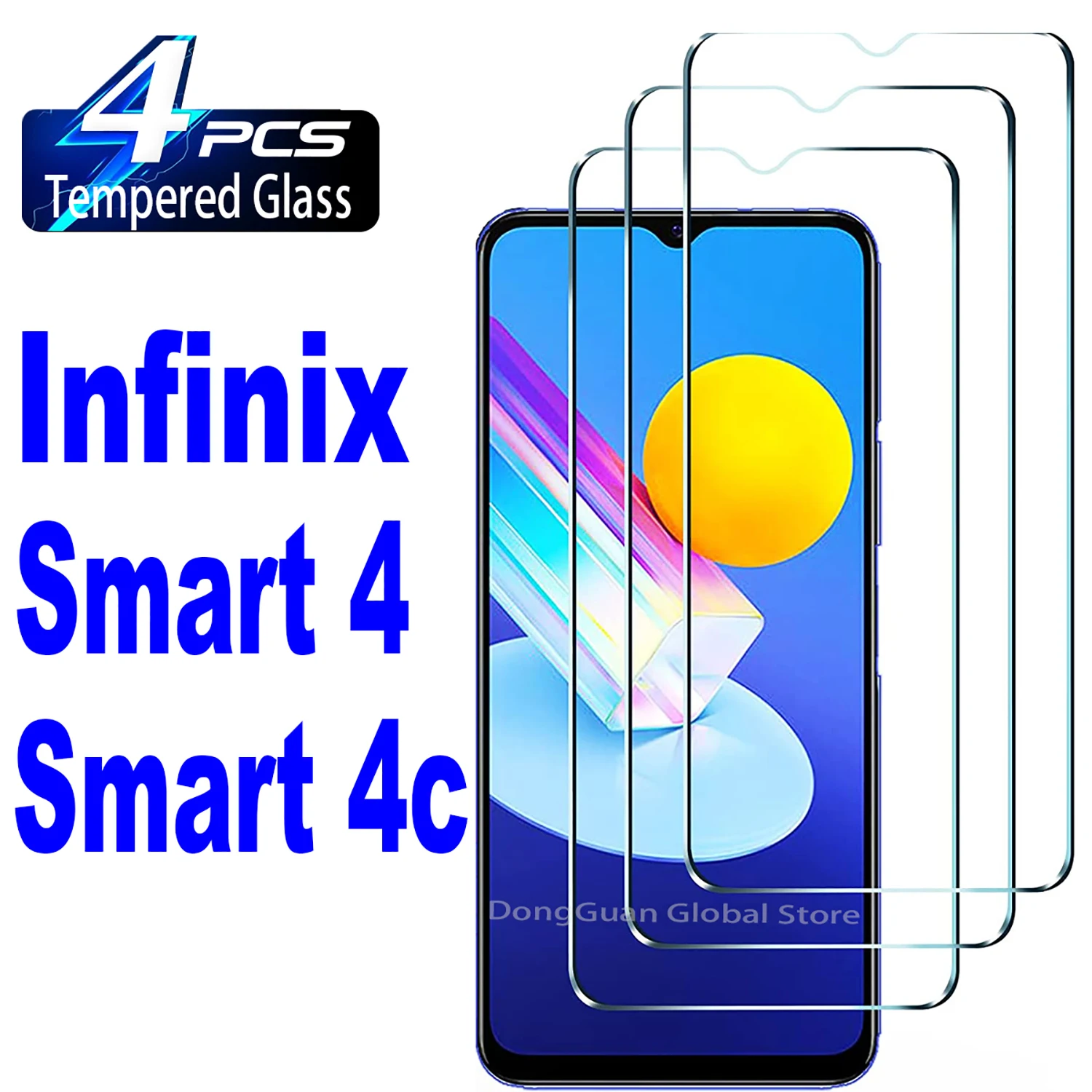 

2/4Pcs Tempered Glass For Infinix Smart 4 4c Screen Protector Glass Film