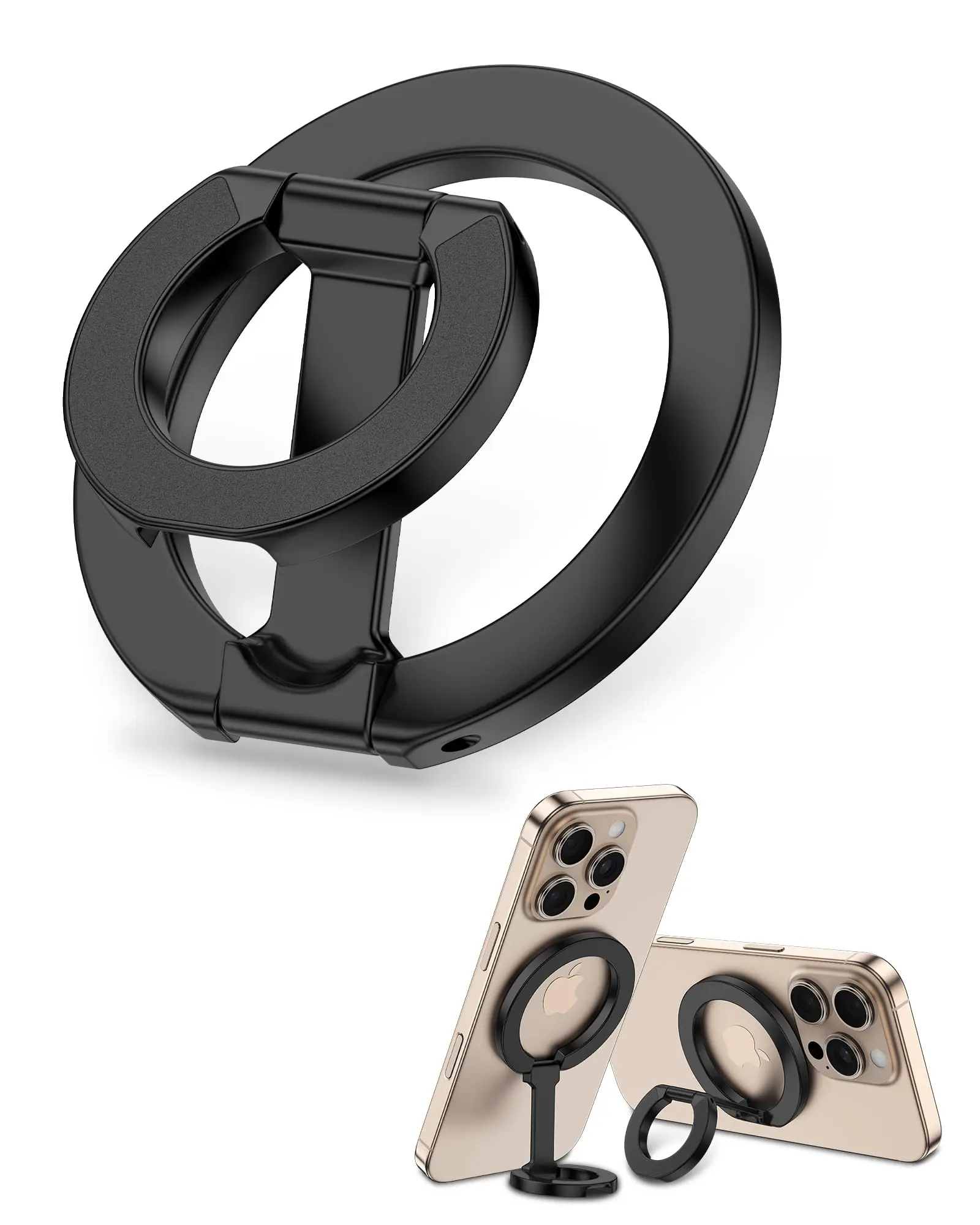 Dual-Sided Magnetic Phone Stand and Grip with Car Mount Compatibility