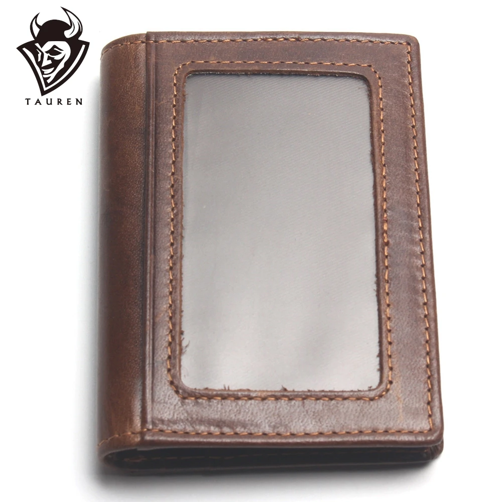 RFID Blocking Genuine Leather Short Wallet Men Purse Bank Card Holder Chain Mini Money Bags Special Gift For Vintage Vallet