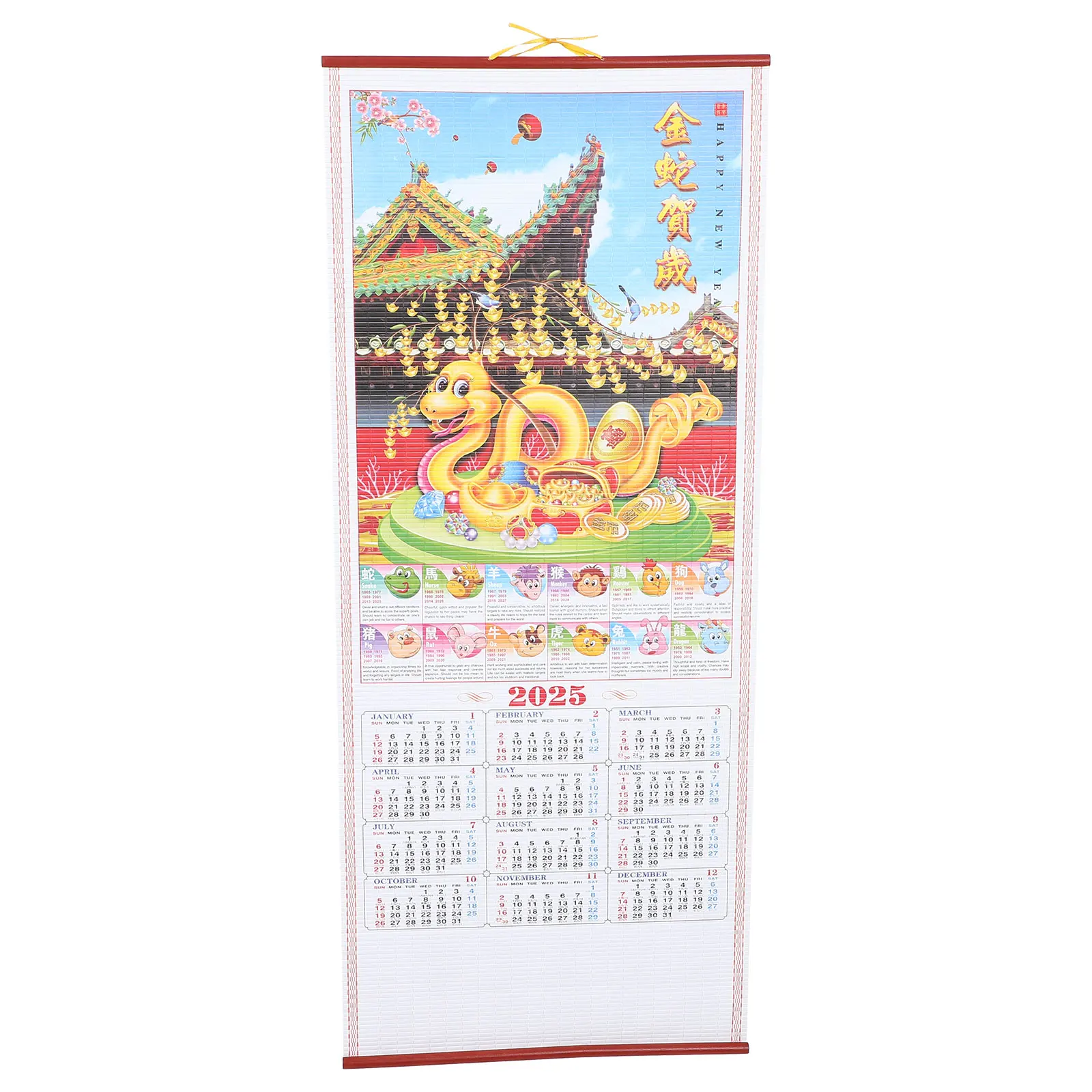 Wall Calendar Chinese Scroll Household Monthly Hanging Paper Rattan Office Wood For Dating wall calendar,paper wall calendar