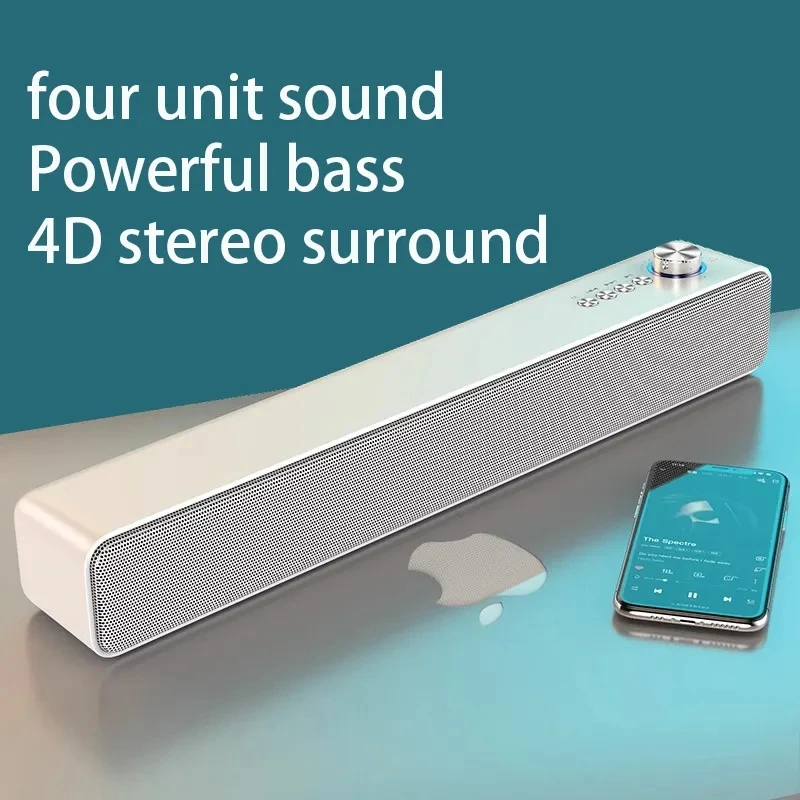 High Quality Home Theater System 4D Stereo Surround HIFI Desktop Soundbox Strip Portable Bluetooth Computer Speaker TV Echo Wall